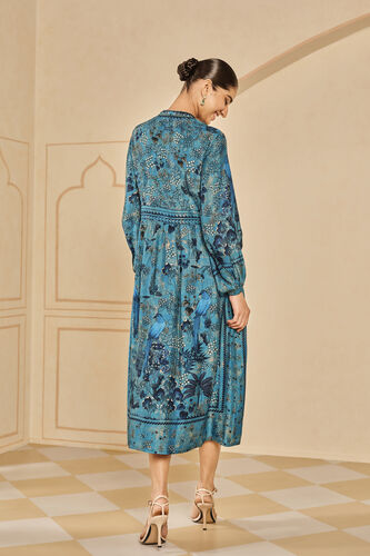 Avis Printed Silk Dress - Blue, Blue, image 3